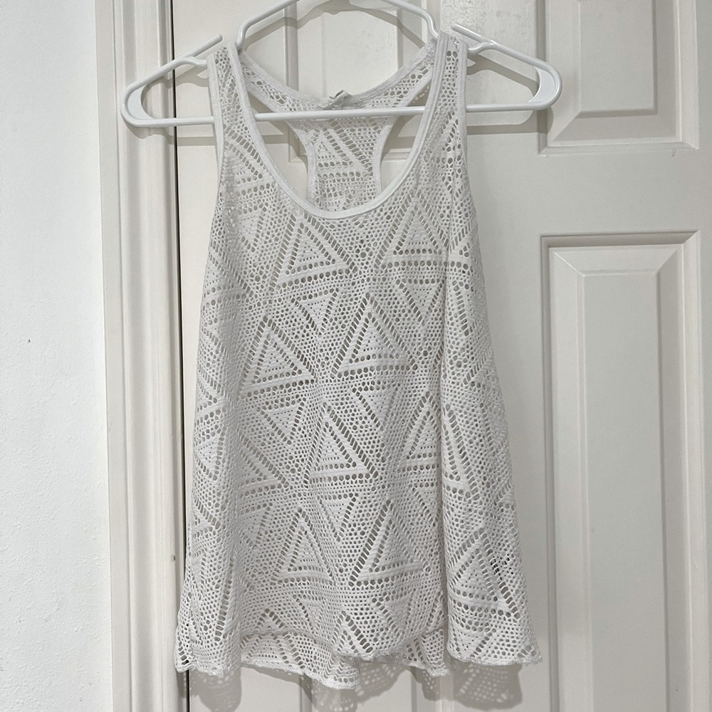 Aeropostale See Through Triangle White Tank Top size medium